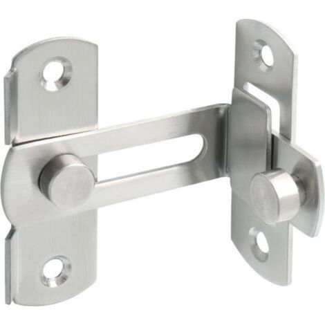 Sliding door lock, 90-degree latch with screws, stainless steel door lock with right-angle strike plate, silver (1/4)
