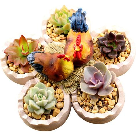 Pot de Plante Créatif avec Œuf [Resin] Décoration Maison/ Bureau Sans Trou Drainage Pour Succulents et Cactus (1/5)