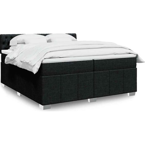 Cama box spring con colchón tela negro 200x200 cm vidaXL (1/5)