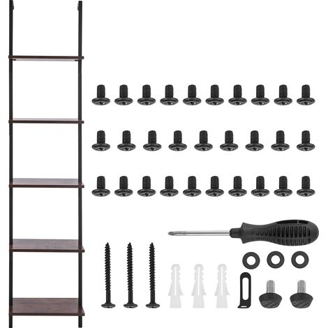 Mophorn Industrial Square Pipe Shelf, 5 Tier, 15.6x11.8in, Wall-Mount, Rustic Wood, Storage, Kitchen Bedroom Bathroom Living Room, Black (1/5)
