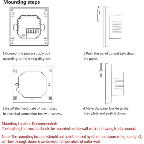 Termostato inteligente Eosnow para calefacción, controlador digital de temperatura, pantalla táctil, pantalla LCD, protección eléctrica programable contra heladas para el hogar, la escuela, la oficina (1/3)