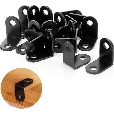 Lot de 20 Petit Équerre de Fixation Noir, 26x26 mm Equerre Metal pour la Fixation et la Réparation de Meubles, Renforcer les Joints (1/5)