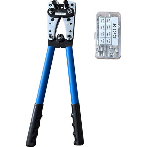 Batteriekabel-Crimpzange für 6–50 mm² Batterie-Kupfer-Ringkabelschuhe, robuste Crimpzange (HX50B Crimper+Klemmen)