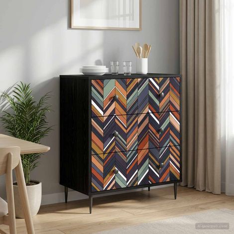 vidaXL Cajonera OMMEN Estampado geométrico 66 x 36,5 x 76 cm (1/5)