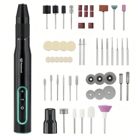 Kit d'outils rotatifs sans fil 54 en 1, 30 000 tr/min, vitesse variable, mini meuleuse électrique avec avant/arrière, outil multifonction rechargeable pour le travail du bois, le perçage (1/5)