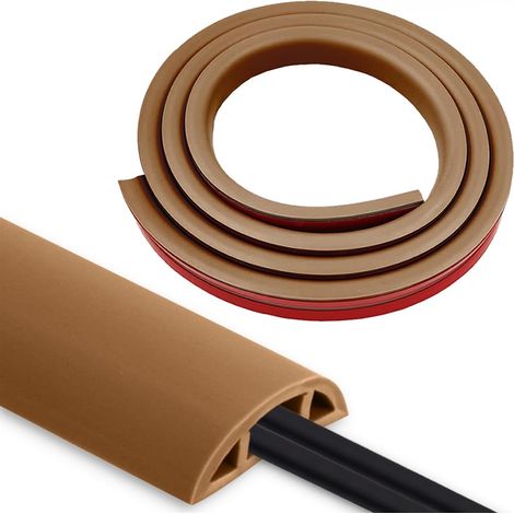 Goulotte Passe câble Sol PVC Flexible autocollante 2m 30 mm x 10 mm, Marron (1/5)