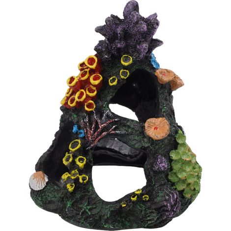 Relaxdays Aquarium Deko, Korallenriff, Polyresin, HxBxT: 15 x 12 x 12 cm, Aquariumdekoration für Süß- & Salzwasser, bunt