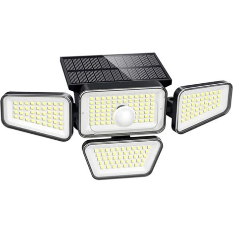 Jeffergarden Applique murale solaire LED 270 LED avec détecteur de mouvement PIR, étanche, 3 modes d'éclairage pour terrasse, jardin, clôture, cour ou aménagement paysager. (1/5)