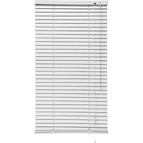 Store Vénitien en Aluminium sans Percage 90 x 130cm(L x H) Blanc Occultation ajustable et anti-UV,Supports à Visser et Clips,Lamelles alu 25mm pour Fenêtres et Portes,Maison et Bureau (1/5)