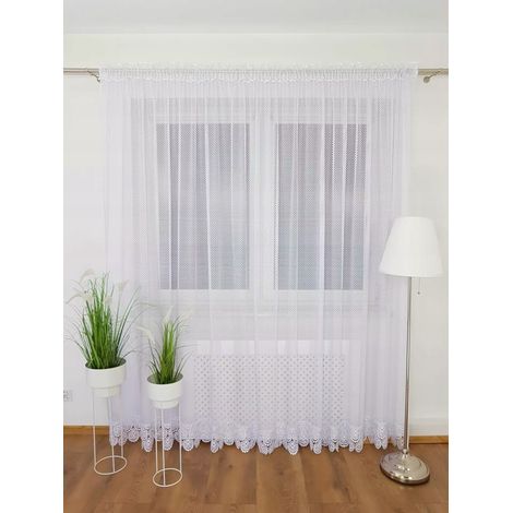 Rideau prêt à poser en tulle avec dentelle guipure 600x250 (1/5)