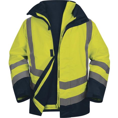 PARKA 5 EN 1 JAUNE FLUO DELTA PLUS HAUTE VISIBILITÉ POLYESTER OXFORD ENDUIT PU - OPTI3JM L (1/6)