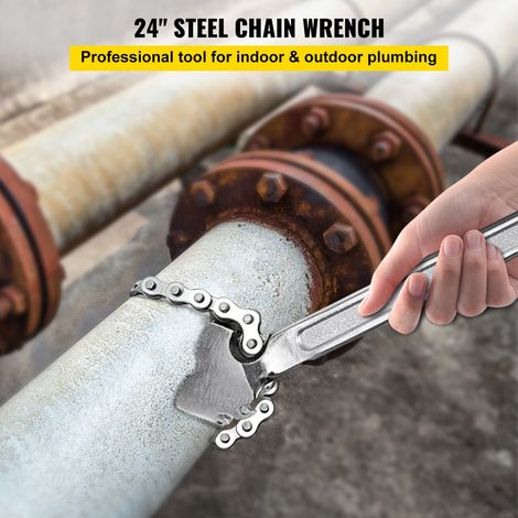 Clé à Chaîne Poignée 610 mm Chaîne 560 mm, Clé à Tuyaux en Acier au Carbone, Adaptée à la Réparation de Réservoirs d'Essence, la Pl… (1/5)