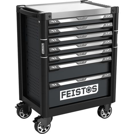 FEISTOS Werkzeugwagen Mento 3  Werkstattwagen bestückt  158 Teile Schwarz  73x48x97 cm