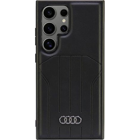 Étui rigide noir/noir en similicuir noir pour Audi MagSafe S24 Ultra S928 AU-TPUPCMS24U-Q5/D1-BK