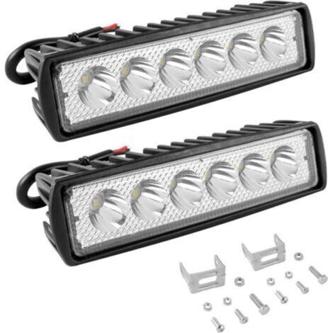 2 Pcs Phare de Travail LED 18W, Projecteur LED Voiture 12V avec Spot Flood Feux, Antibrouillard LED pour Moto, SUV, Camions, Off