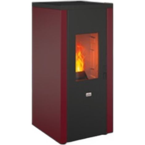 Stufa a pellet in acciaio 7 Kw con uscita fumi posteriore e dispositivo antiscoppio A+ Queen 77 EVO 5.0 - Bordeaux (1/4)