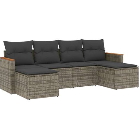 Maison Exclusive - 6-tlg. Garten-Sofagarnitur mit Kissen Grau Pol