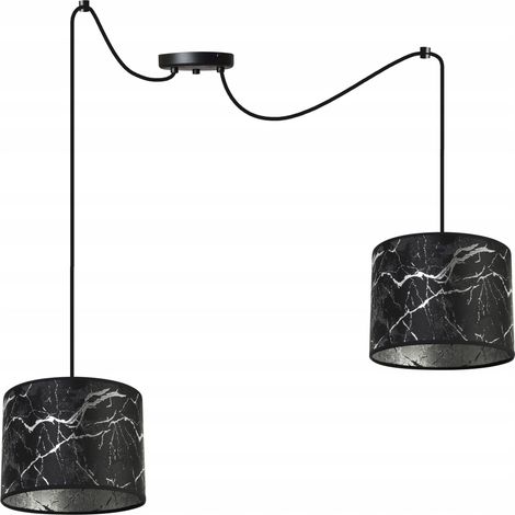 LÁMPARA DE TECHO COLGANTE, PANTALLA CON ESTAMPADO DE ARAÑA, PLATEADA
