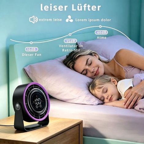 Novedad para 2026: Ventilador de mesa Turbo silencioso,3 en 1 con carga rápida,ventilador USB Tipo-C giratorio 180° para oficina y hogar (1/4)