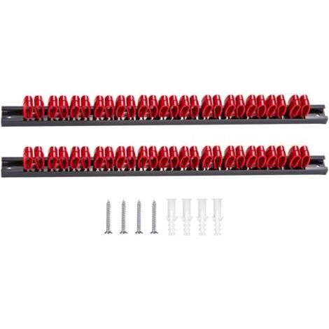 FENOPLASTICASolution de rangement d'outils en métal simple, 2 pièces, support d'affichage d'outils efficace, organisateur de douilles pour tournevis et clés, organisateur de tournevis, système mural (1/5)