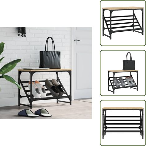 Schuhregal Sonoma-Eiche 60x30x45 cm Holzwerkstoff - Schuhschrank - Schuhregal - Holzwerkstoff Regal - Garderobe - Aufbewahrungsbox (1/5)