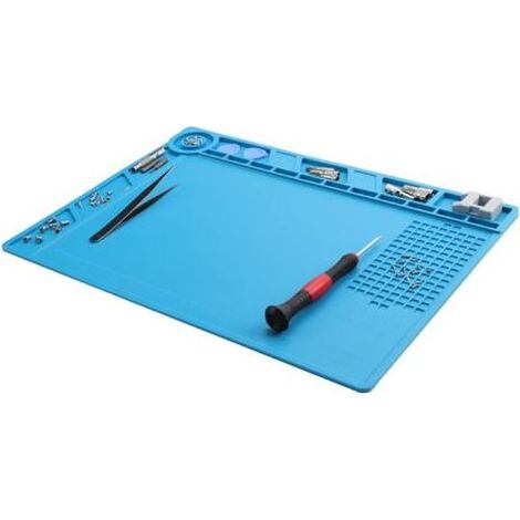 Tapis de soudure magnétique en silicone résistant à la chaleur à 500 °C, tapis de réparation pour appareils électroniques, tapis pour pistolets à souder, brasage(350 mm x 250 mm) (1/4)