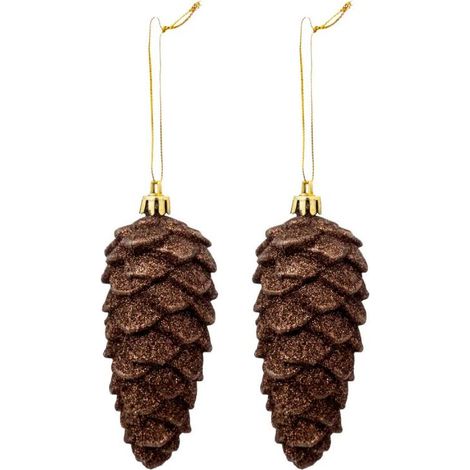 Paris Prix - Lot De 2 Sujets De Noël pommes De Pin 12cm Marron (1/3)