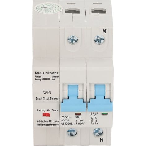 Intelligenter 2-poliger DIN-Schienen-Leistungsschalter 40 A AC 230 V, automatischer Schalter mit Fernbedienung, Zeitverzögerungsfunktion, Fernbedienung für Schalttafel (1/5)