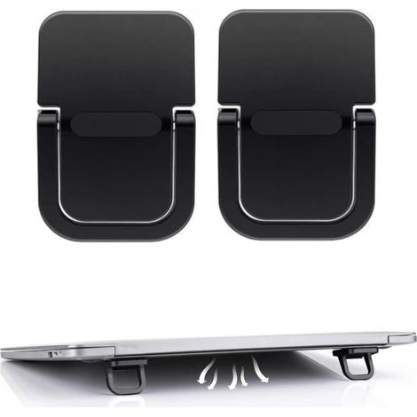 Lntyq Support pour Ordinateur Portable, Lot de 2 Mini Support Autocollant, rehausseur de Clavier Portable Pliable Invisible, Pieds pour Ordinateur Portable avec Silicone antidérapant (Noir) (1/5)