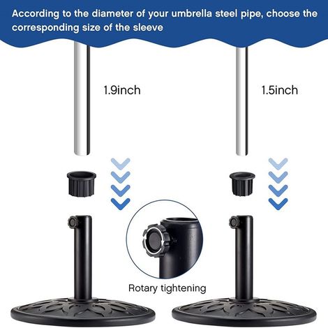 (6 pièces) support de base de parapluie support de parapluie capuchon et capuchon pièces de rechange avec poignée de rechange filetée M8 bouton en plastique fileté patio noir poignée de parapluie pièc (1/5)