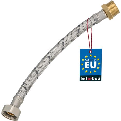 KOTARBAU® Flexible Robinet 1/2" x 1/2" - Flexible Eau - Tuyau Robinet 20 cm - Mâle x Femelle - Rallonge Robinet Cuisine Flexible - Acier Inoxydable - Tuyau Flexible Plomberie (1/4)