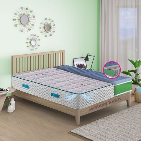 Materasso 1600 molle insacchettate e memory ortopedico IBRIDO alto 26 cm, Sfoderabile. PRESTIGE RELAX MEMORY 80x190 Cm Singolo standard - Materasso senza cuscini (1/5)