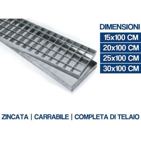GRIGLIA ZINCATA CARRABILE CON TELAIO VARIE MISURE (16963V) 15x100 CM (16963)