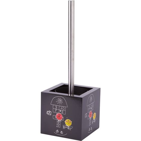 Brosse Wc avec support MDF & Inox Marelle Noir MSV (1/4)