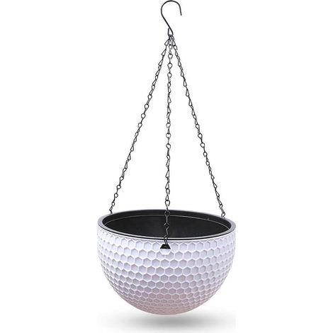 1 pezzo di fioriera sospesa, decorazione da giardino, vaso da fiori sospeso, vaso da fiori sospeso, decorazione da giardino, resina plastica, per balcone, giardino, matrimonio (bianco)