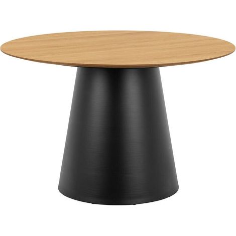 Mesa Norsica 909, Negro + Roble, 75x0x0cm, Chapa de madera natural, Metal