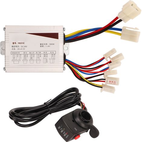 Ensemble d'accélérateur pour vélo 24 V 500 W avec indicateur de batterie et poignée d'accélérateur au pouce. Accessoires inclus. (1/5)