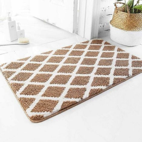Tapis de Salle de Bain en Microfibre Extra Doux Antidérapant Et Absorbant l'eau Lavable en Machine Tapis en Peluche épais pour Douche (Champagne, 45x65cm) (1/5)