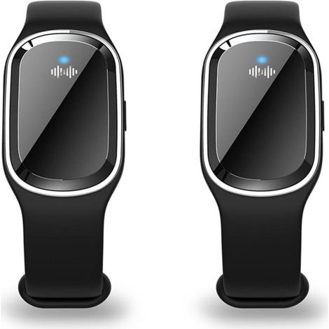 Lot de 2 Bracelet anti-moustiques à ultrasons, bracelet électronique anti-moustiques avec câble de charge USB (Noir)