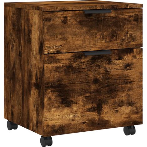 Cassettiere mobili da ufficio mobili su rotelle MDF color rovere affumicato 45 x 38 x 54 cm DEC024561