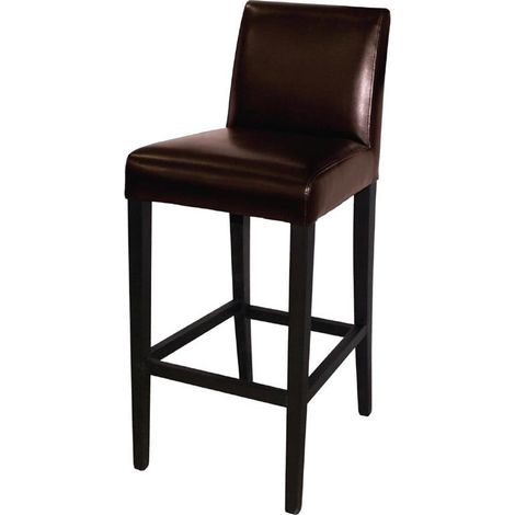 Tabouret de bar haut avec dossier en simili cuir marron foncé - Bolero (1/5)