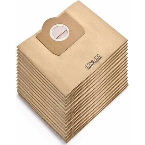 Lot de 15 sacs d'aspirateur Karcher 6.959-130.0 WD3 WD3P MV3, sacs filtrants en papier de rechange pour aspirateurs eau et poussière, pièces de rechange pour sacs accessoires Karcher WD3 Premium (1/4)