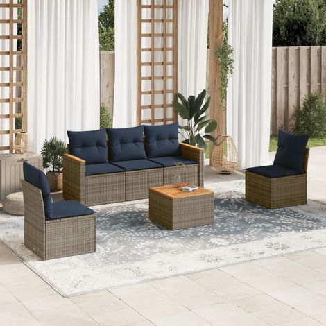 vidaXL Set Divani da Giardino 6 pz con Cuscini Grigio in (1/5)