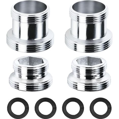 Adaptateur Robinet Cuisine M18 vers M22-2 Standard Et 2 Rallongées, Adaptateur de Robinet en Laiton à Double Filetage, pour Aérateurs de Cuisine, Filtres à Eau, Tuyaux, avec 4 Joints en Caoutchouc (1/5)