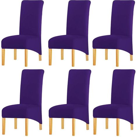 Stuhlhussen XL für Esszimmer, 6er Set, Dunkelviolett, Spandex-Stretch (1/5)