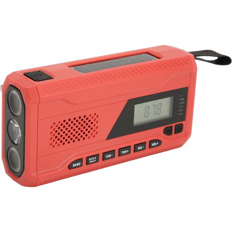 Radio de secours manivelle FM AM WB, radio portable solaire multifonction pour survie en plein air et urgences domestiques.
