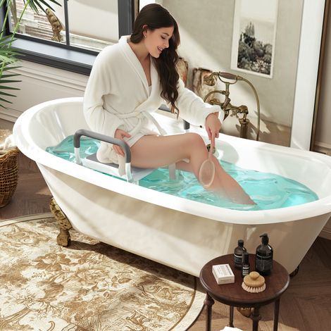 Tabouret de douche pour personnes âgées et handicapées avec accoudoirs. hauteur réglable. patins antidérapants. gris