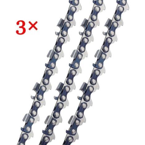 Lot de 3 Chaînes de tronçonneuses à gouges carrées 3/8" 1,3 mm 52 maillons longueur de guide-chaîne 35 cm compatible avec Oregon Bosch Dollmar Hitachi Echo Einhell Makita Husqvarna et autres (1/4)