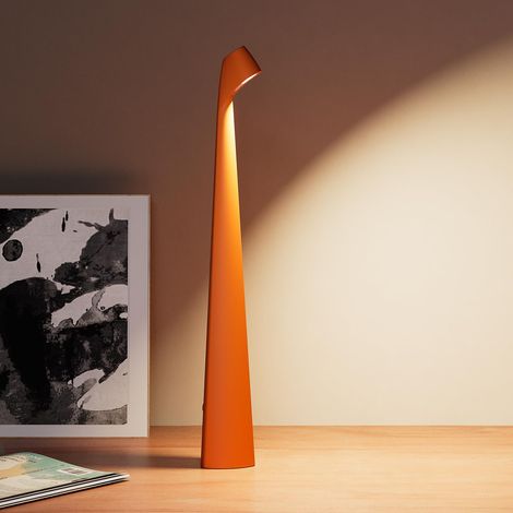 Schnurlose Schreibtischlampe, tragbare Tischlampe, wiederaufladbare Touch-Lampe, batteriebetriebene LED-Lampe mit 3 Helligkeitsstufen für Nachttisch, Schlafsaal, Lesen (Orange)