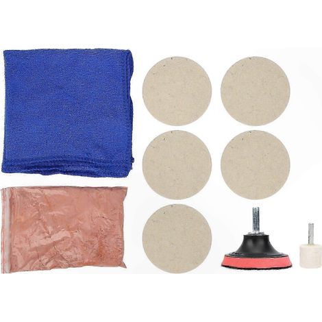 Poudre d'oxyde de cérium 100 g pour le polissage et l'élimination des rayures sur verre, kit de disques avec tampons